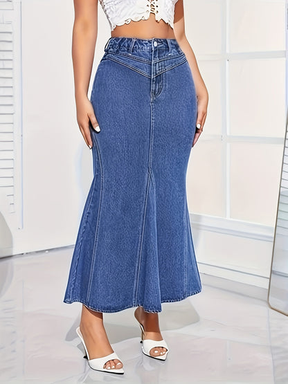Elara – High-Waist Mermaid Denim Skirt