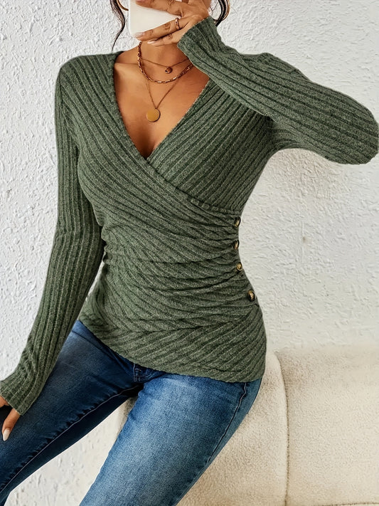 Celeste - Ribbed Wrap Top