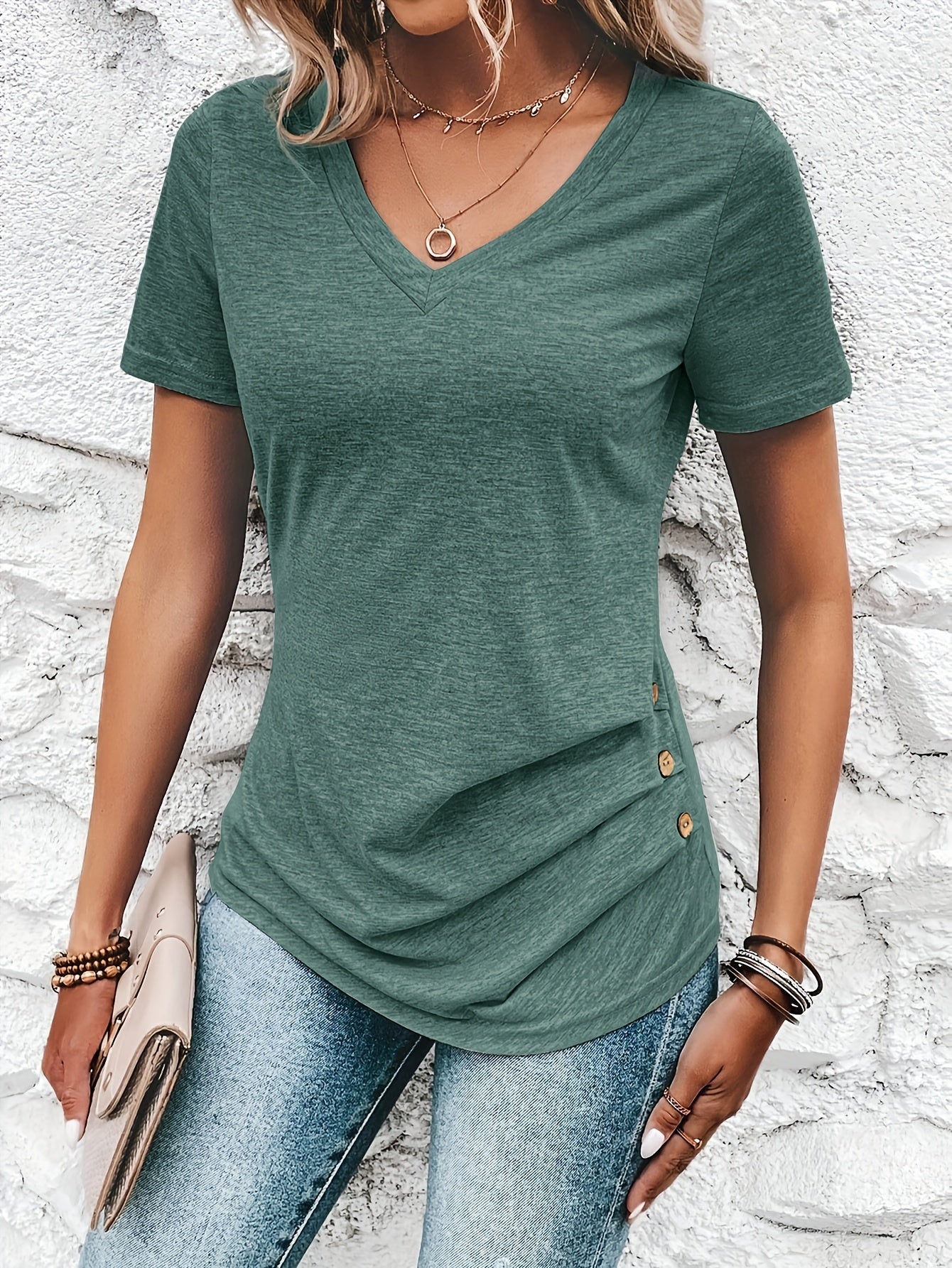 Olivia - Button Tee