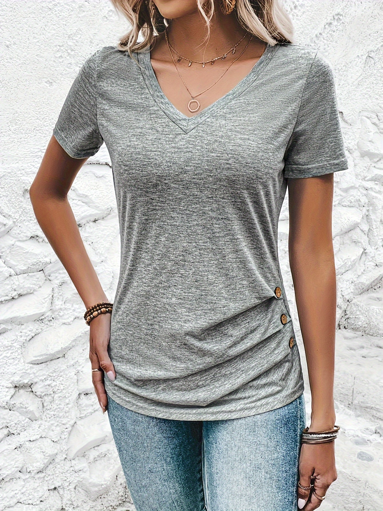 Olivia - Button Tee