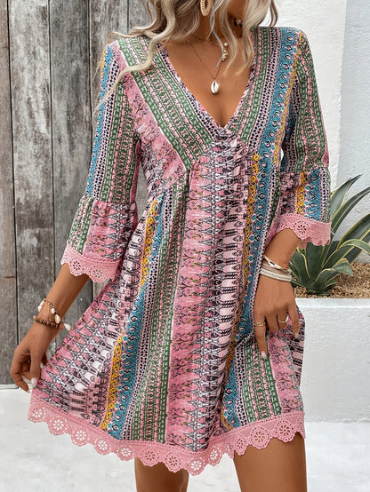 Mira - Bohemian Lace Trim Dress