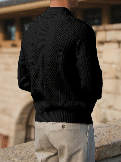 Adrian - Textured Knit Polo Sweater