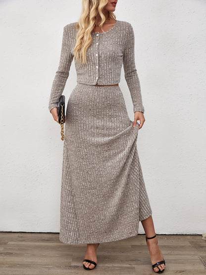 Elise – Knit Cardigan & Skirt Set