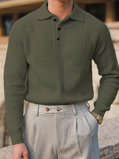 Adrian - Textured Knit Polo Sweater