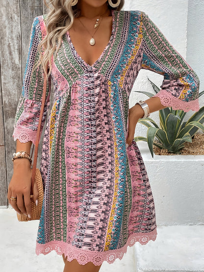 Mira - Bohemian Lace Trim Dress