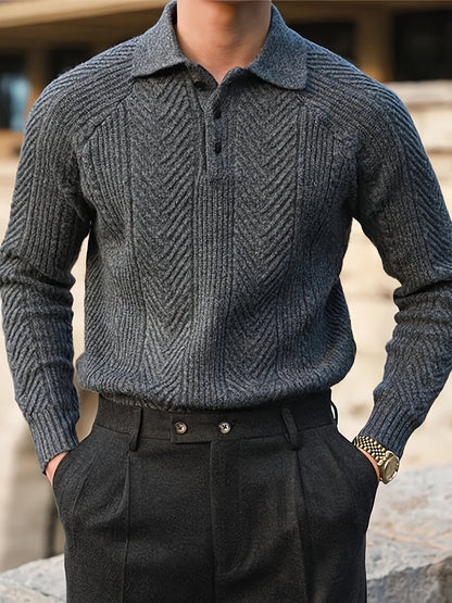 Adrian - Textured Knit Polo Sweater