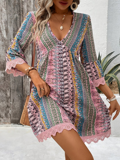 Mira - Bohemian Lace Trim Dress