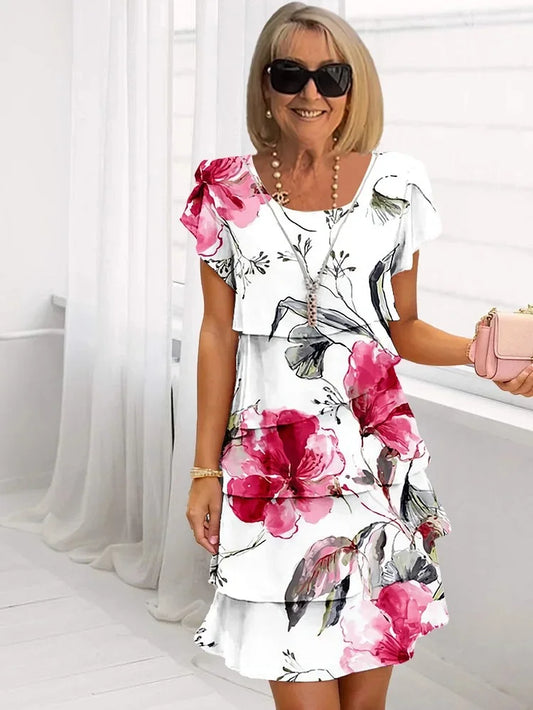 Ela – Floral Ruffle Pleated Dress