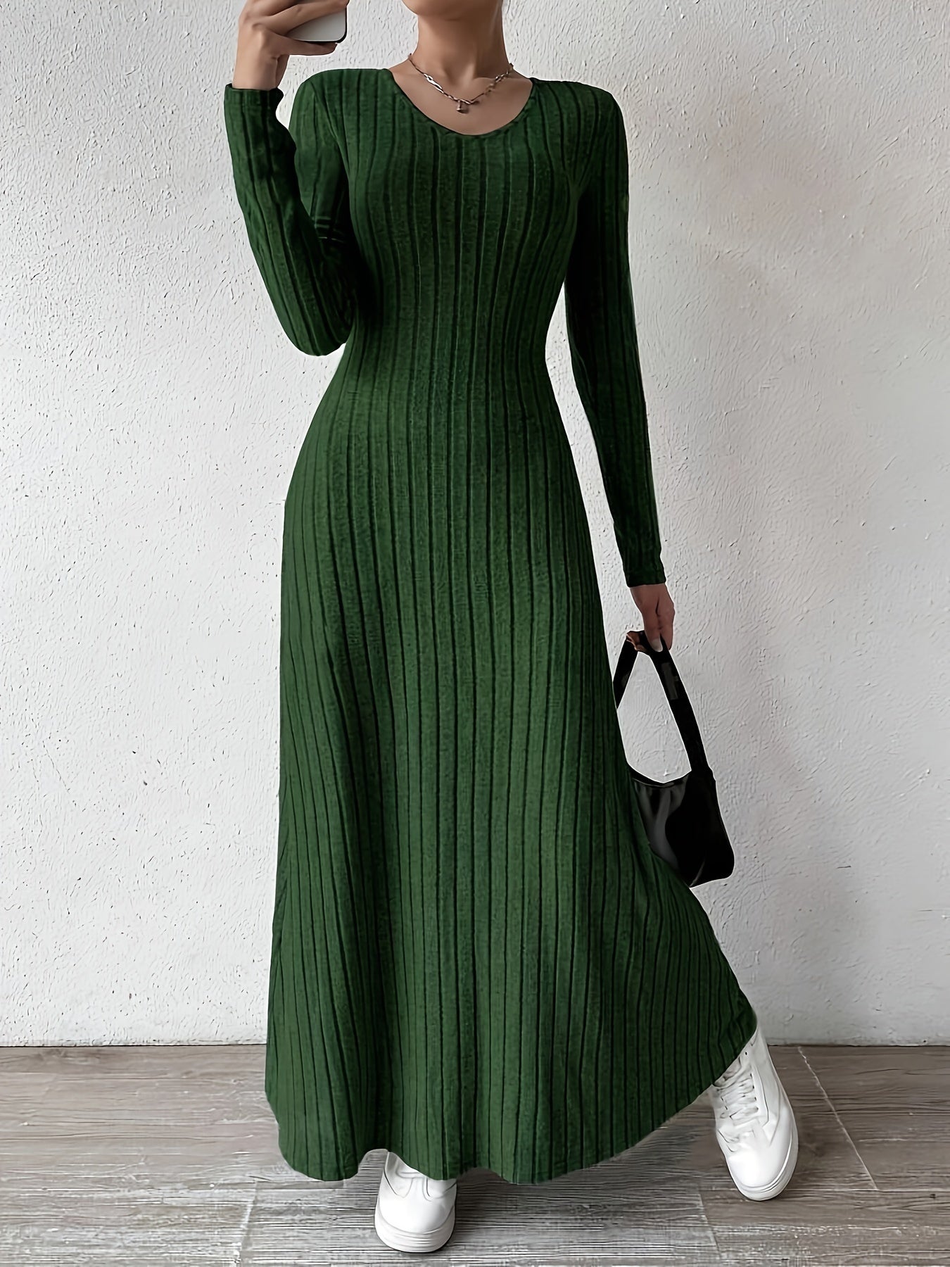 Elena - Ribbed Knit Maxi Dress
