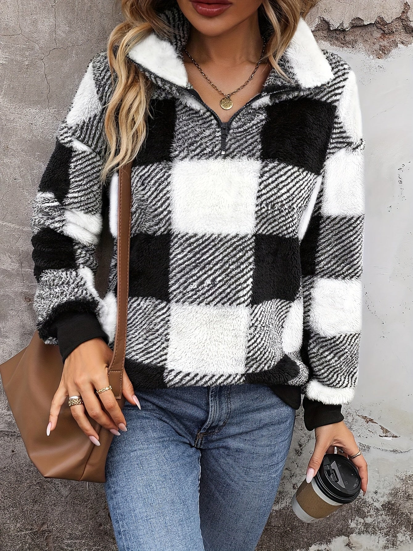 Emilia - Plaid Teddy Fleece Pullover