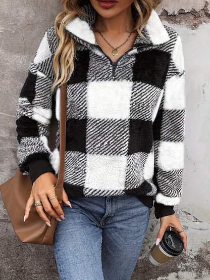 Emilia - Plaid Teddy Fleece Pullover