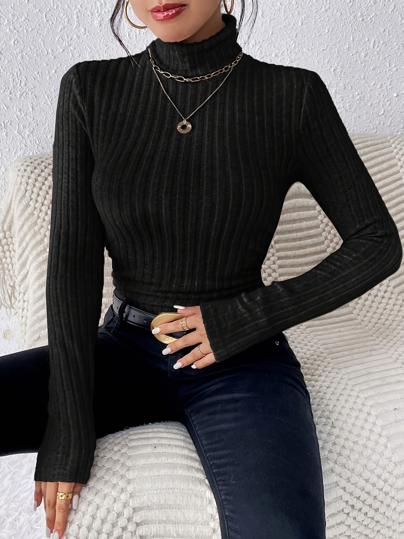 Ciara - Ribbed Turtleneck Top