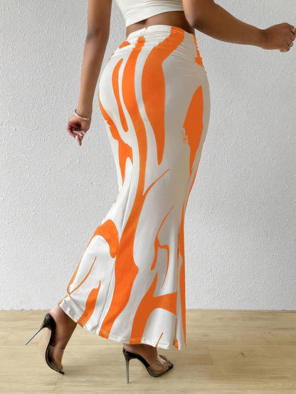 Serena – Geometric Print High-Waist Mermaid Skirt