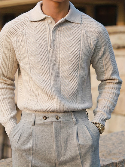 Adrian - Textured Knit Polo Sweater