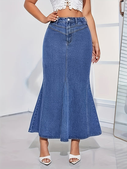Elara – High-Waist Mermaid Denim Skirt