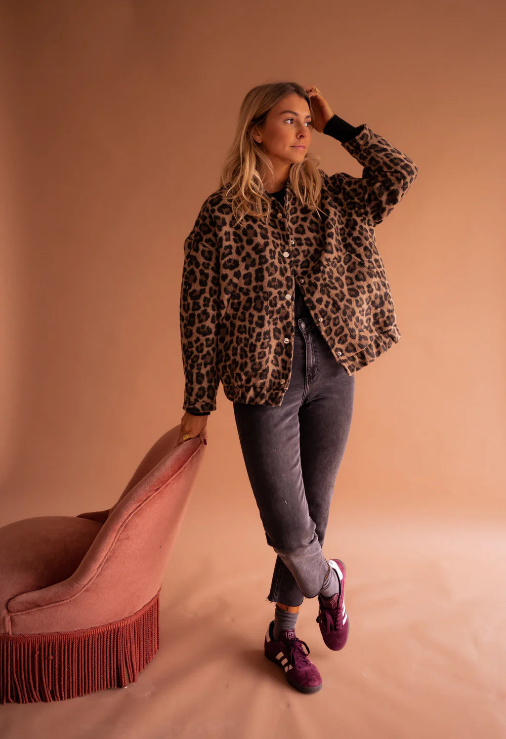 Leona – Boxy Leopard Bomber Jacket