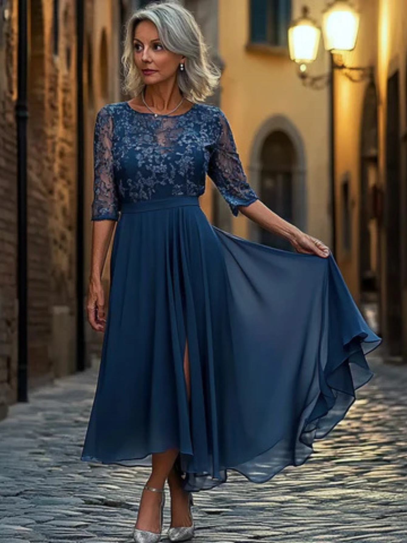 Margherita – Elegant Flowing Floral Midi Dress