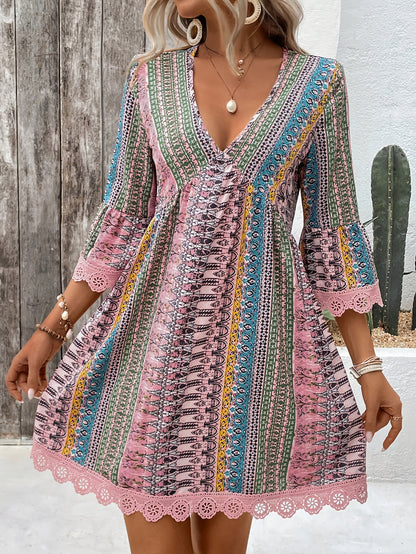 Mira - Bohemian Lace Trim Dress