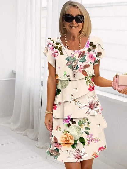 Ela – Floral Ruffle Pleated Dress