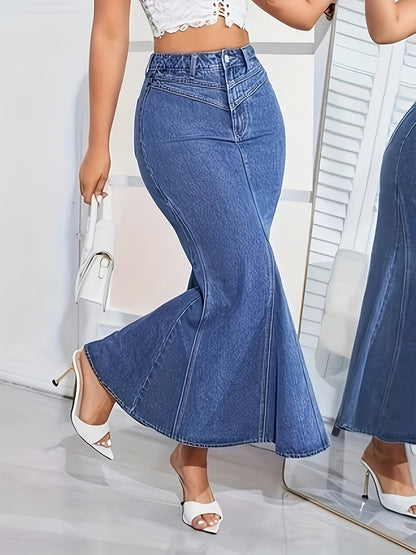 Elara – High-Waist Mermaid Denim Skirt
