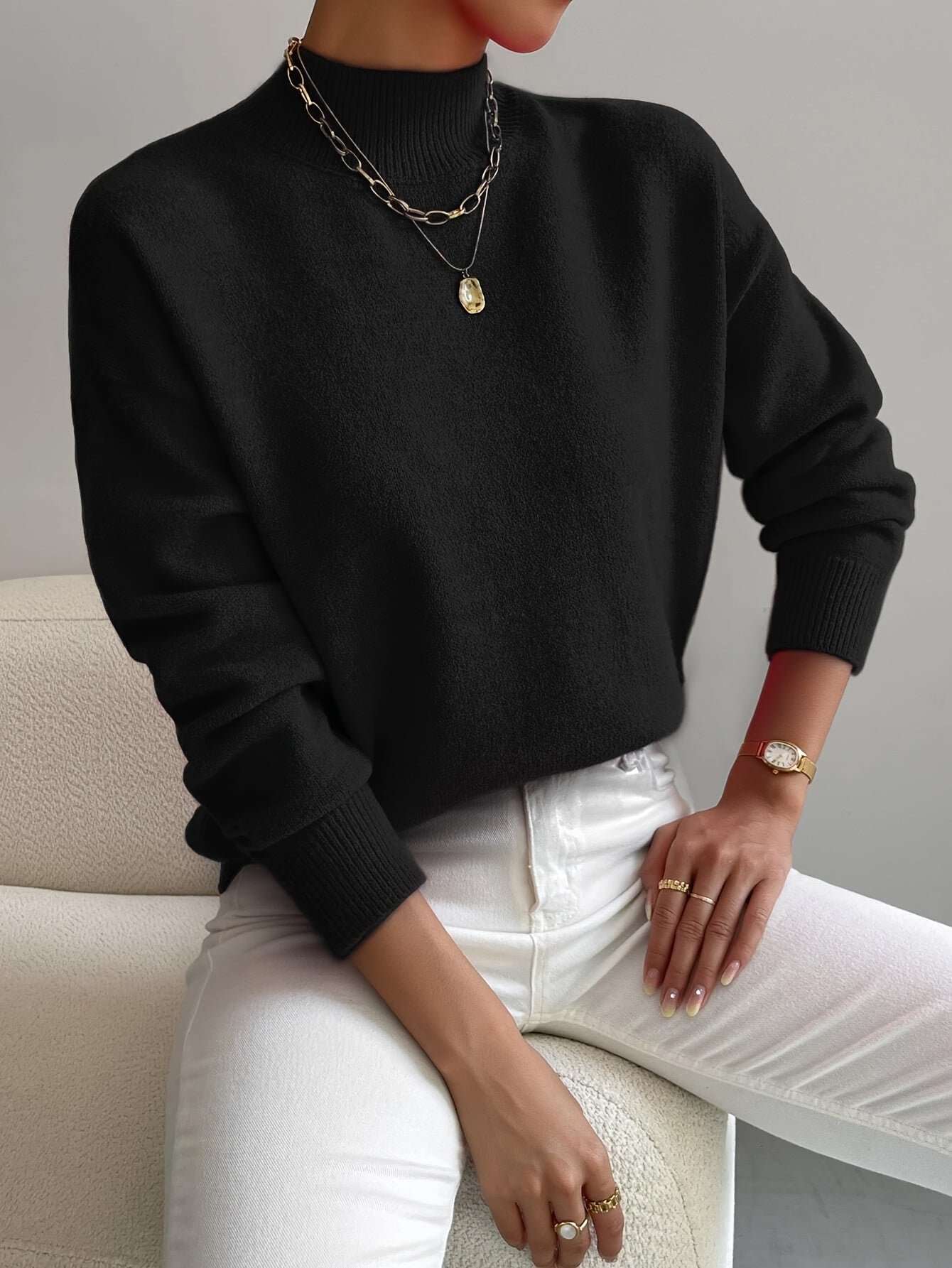 Sienna - Mock Neck Knit Sweater