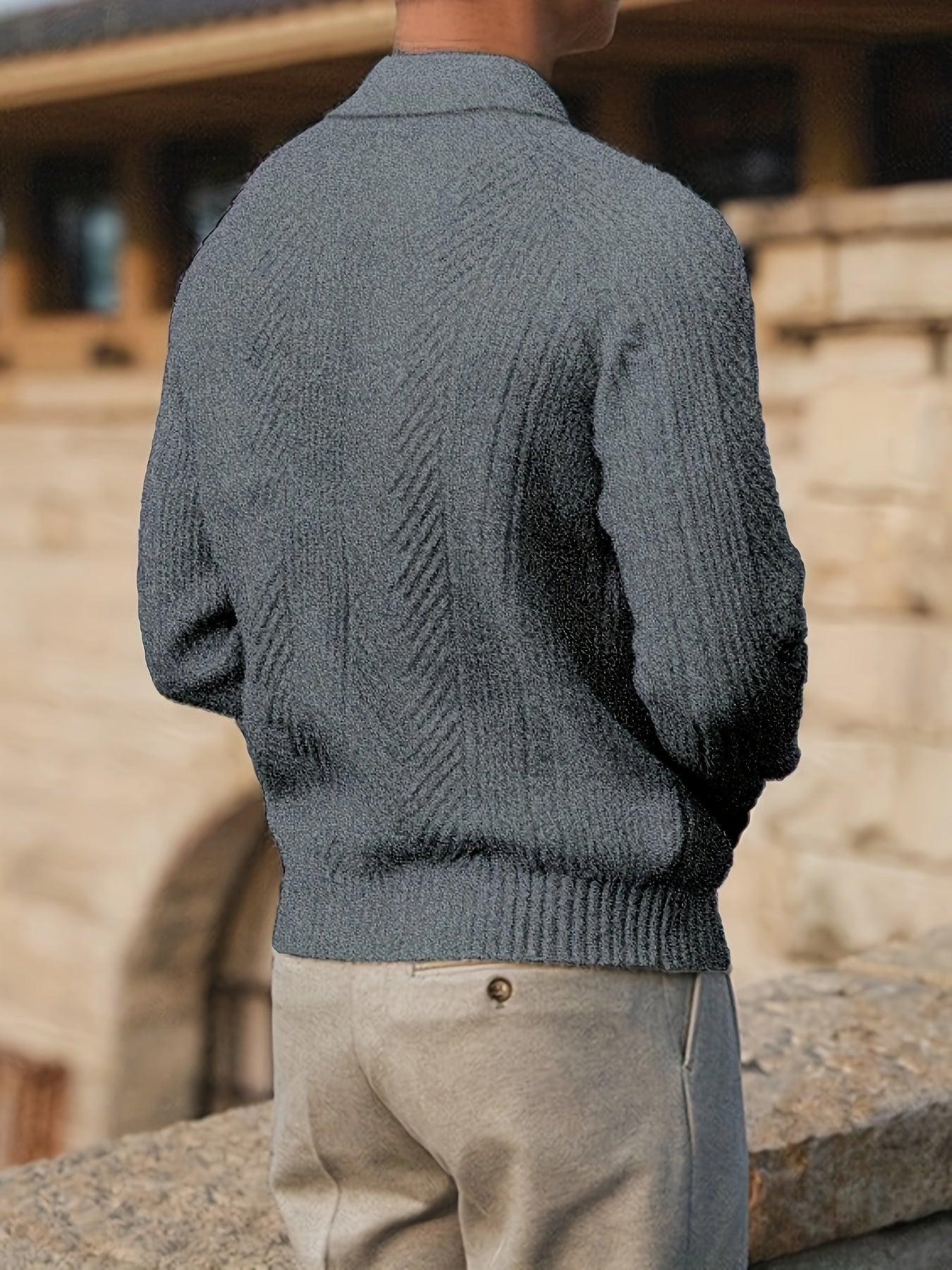 Adrian - Textured Knit Polo Sweater