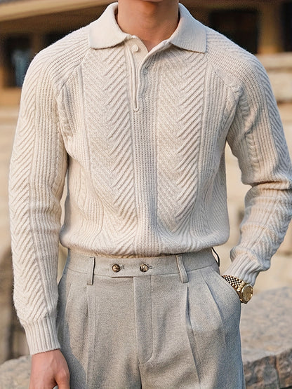 Adrian - Textured Knit Polo Sweater
