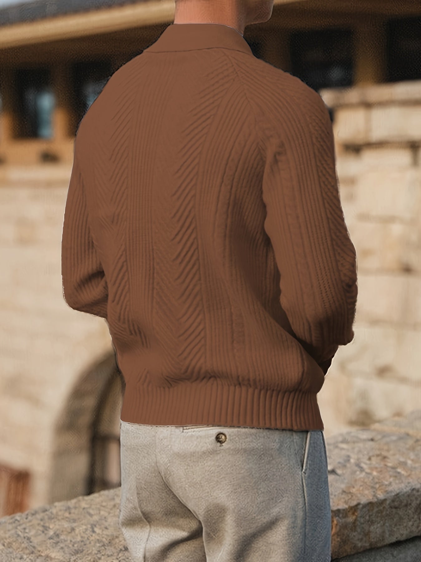 Adrian - Textured Knit Polo Sweater