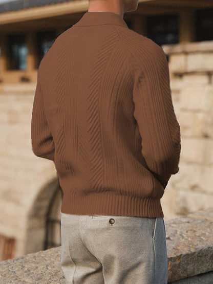 Adrian - Textured Knit Polo Sweater