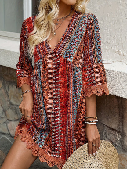 Mira - Bohemian Lace Trim Dress